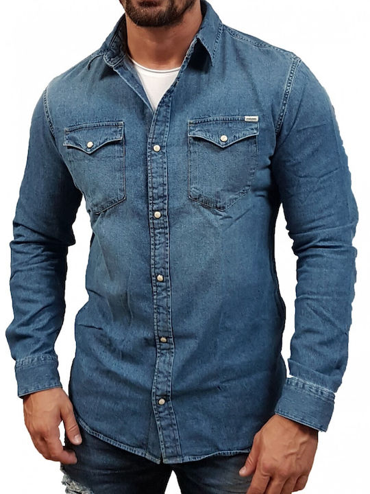 Langärmlig Jeans Hemd Blue Denim