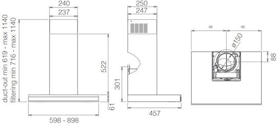 Elica Adéle BLIX/A/60 Șemineu Hotă 60cm Inox