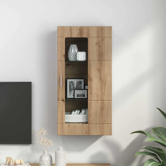 Wall Living Room Display Cabinet made of Particleboard with Glass Coffee 55x29x100cm