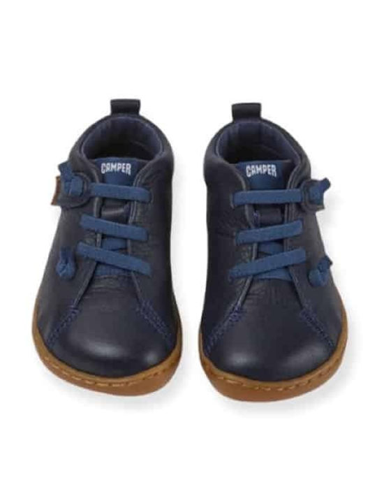 Peu Cami Leather Kids Boots with Laces Navy Blue