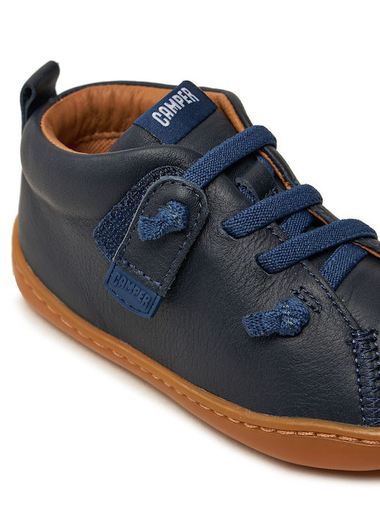 Peu Cami Leather Kids Boots with Laces Navy Blue