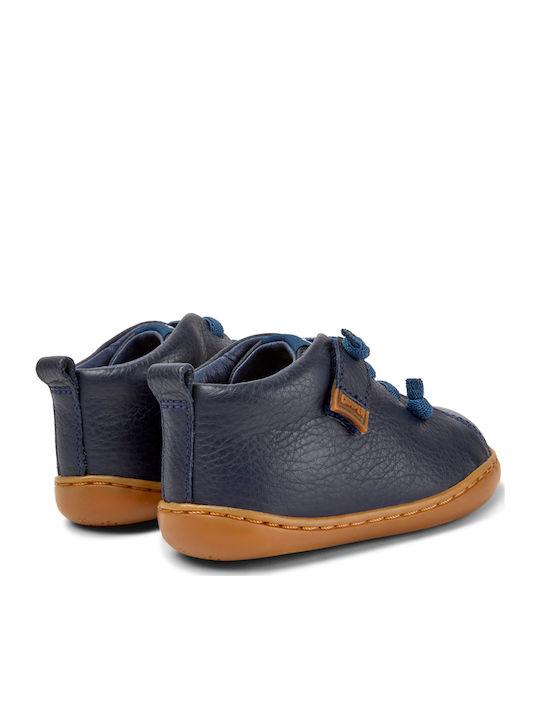 Peu Cami Leather Kids Boots with Laces Navy Blue