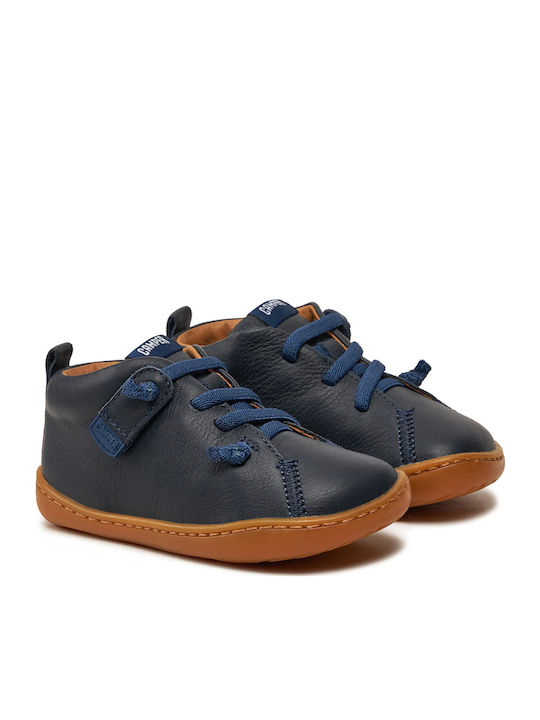 Peu Cami Leather Kids Boots with Laces Navy Blue