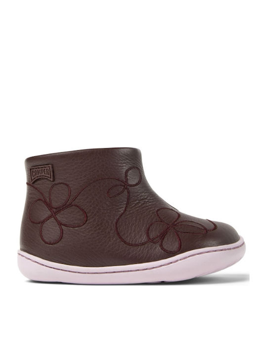 TWINS Anatomical Leather Kids Boots with Zipper Brown