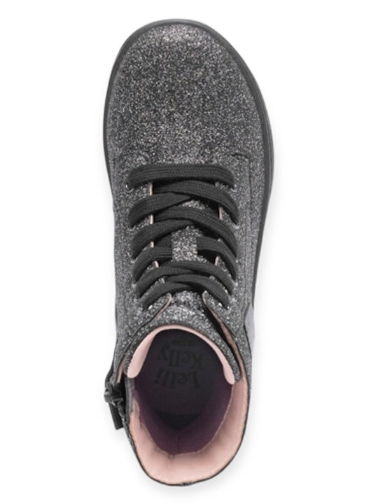Leather Kids Boots with Zipper Gray