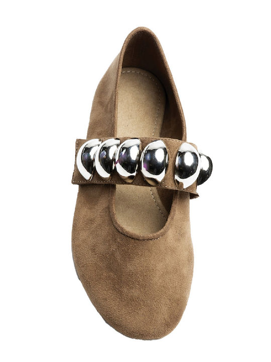 Synthetic Leather Ballerinas Tabac Brown