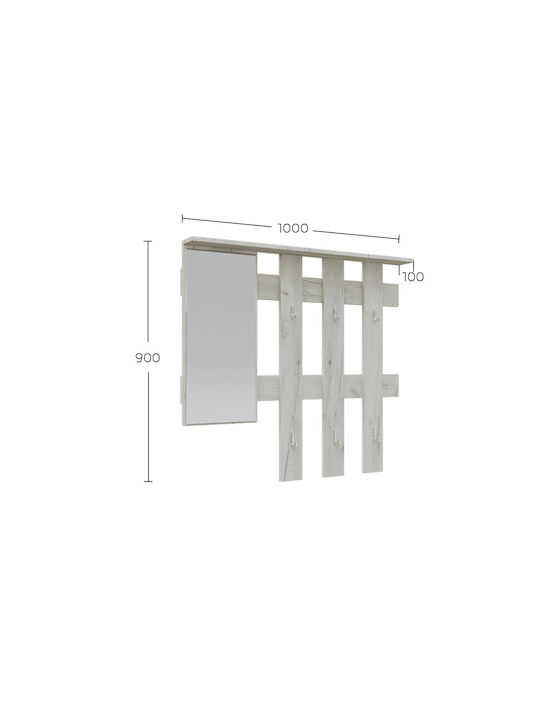 Reno Hallway Furniture with Mirror and Hanger 100x10x90cm