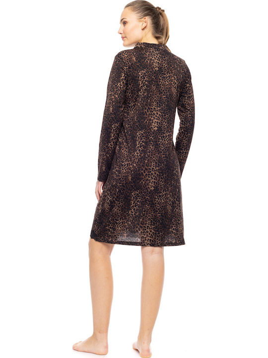 Pink Label Winter Women's Nightdress Brown