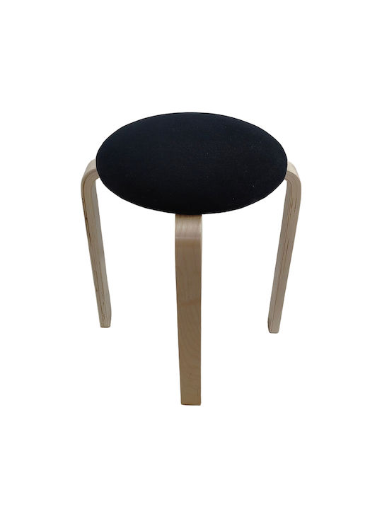 Stool For Living Room Wooden Miloa Black/Natural 42x42x45cm