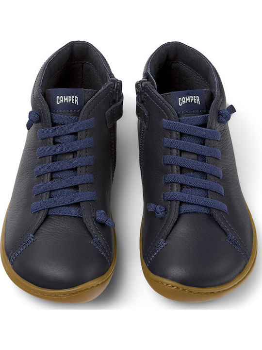 Peu Cami Anatomical Leather Kids Boots with Zipper Blue