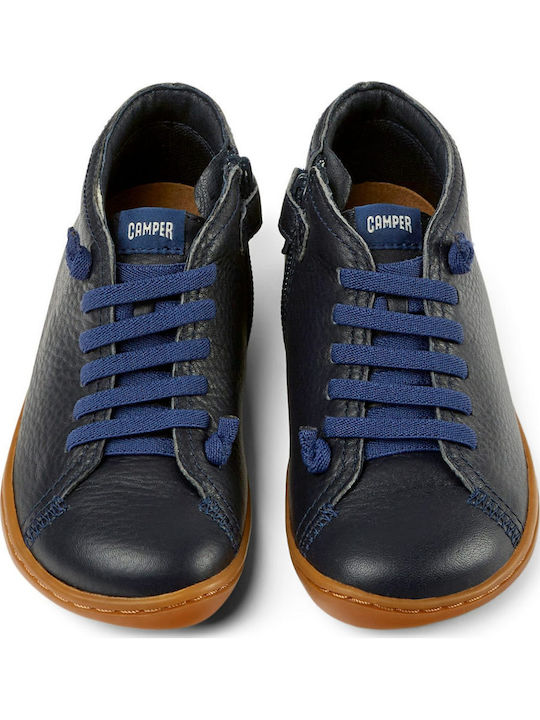 Peu Cami Anatomical Leather Kids Boots with Zipper Blue