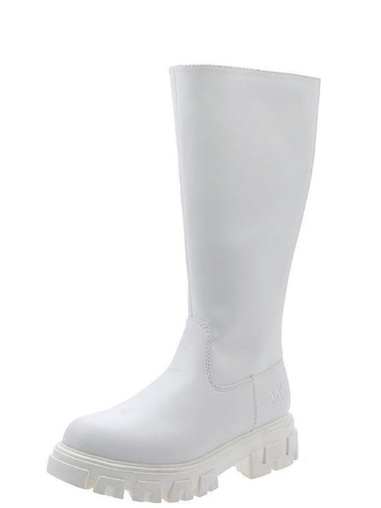 Lederne Kinderstiefel mit Reißverschluss Weiße