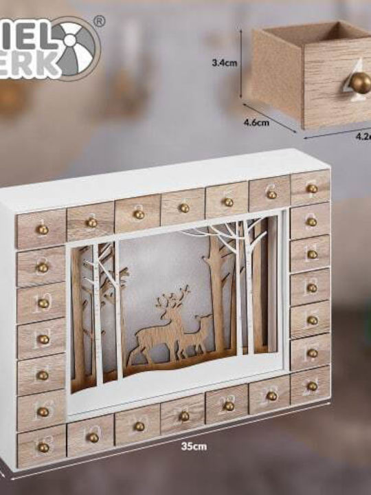 Cutie Muzicală Delemn Pentru Advent Calendar Cu Leduri 24 De Zile 27 X 6 X 35 Cm