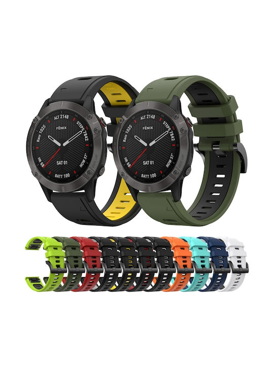 Garmin Fenix 6 Sapphire GPS 22mm Two-Tone Sports Silicone Watch Strap Red+Black