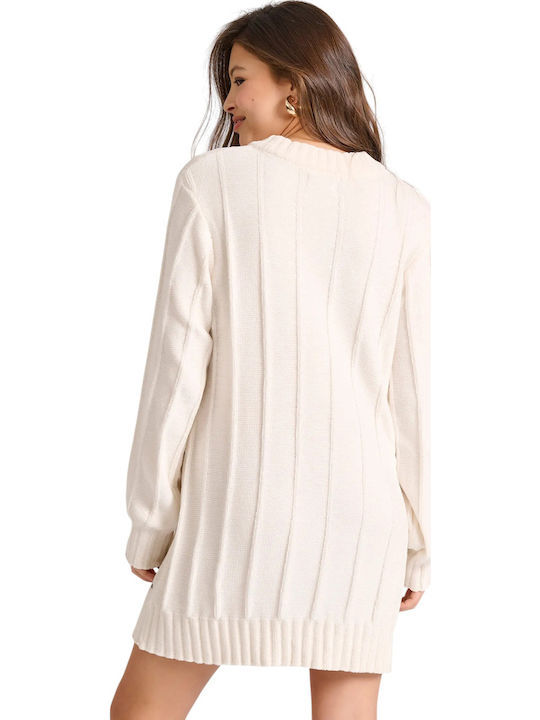 Mini Φόρεμα Πλεκτό Off White
