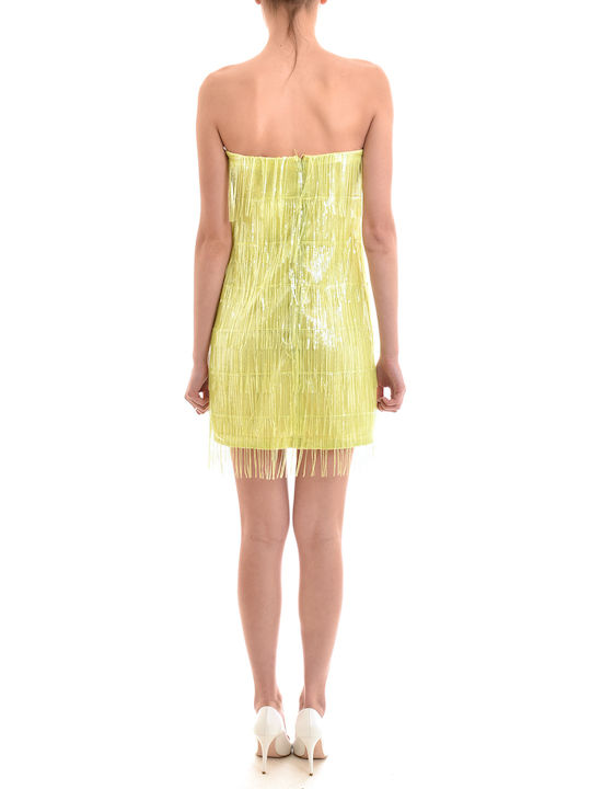 Summer Mini Evening Dress Strapless Lime