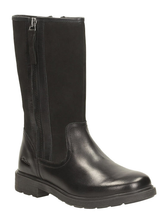 Ines Rain Ghete Copii din Piele cu Fermuar Negre