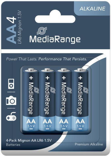 MediaRange Premium Алкални Батерии AA 1.5V 4бр