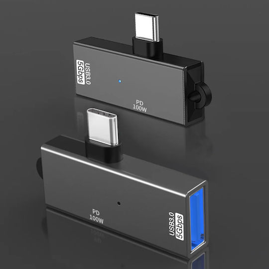 Techsuit Μετατροπέας USB-C male σε USB-A female Γκρι 1τμχ
