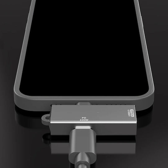 Techsuit Μετατροπέας USB-C male σε USB-A female Γκρι 1τμχ