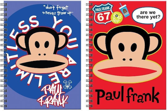 Paul Frank Σπιράλ Τετράδιο Ριγέ Α4 70 Φύλλων 2 Θεμάτων