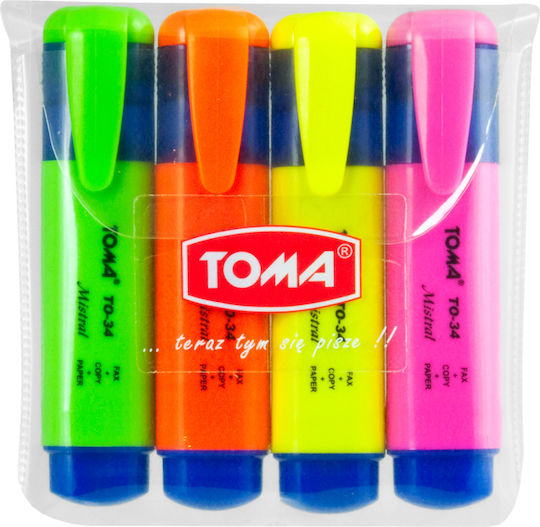 Toma Textmarker Yellow, Green, Pink, Blue