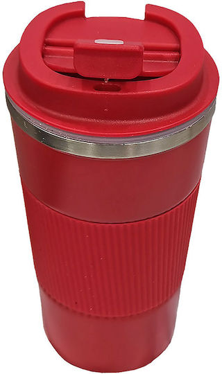 HOMie Glass Thermos 500ml Red with Handle