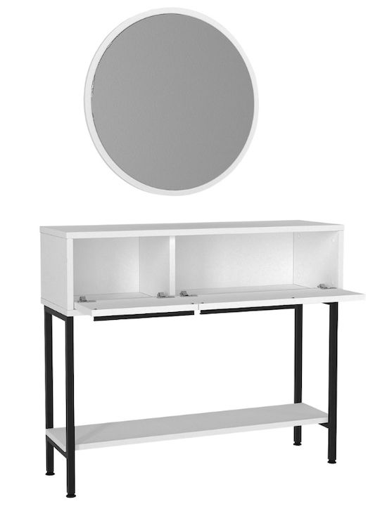 Suzy Wooden Console Table with Mirror White L90xW29.6xH76cm