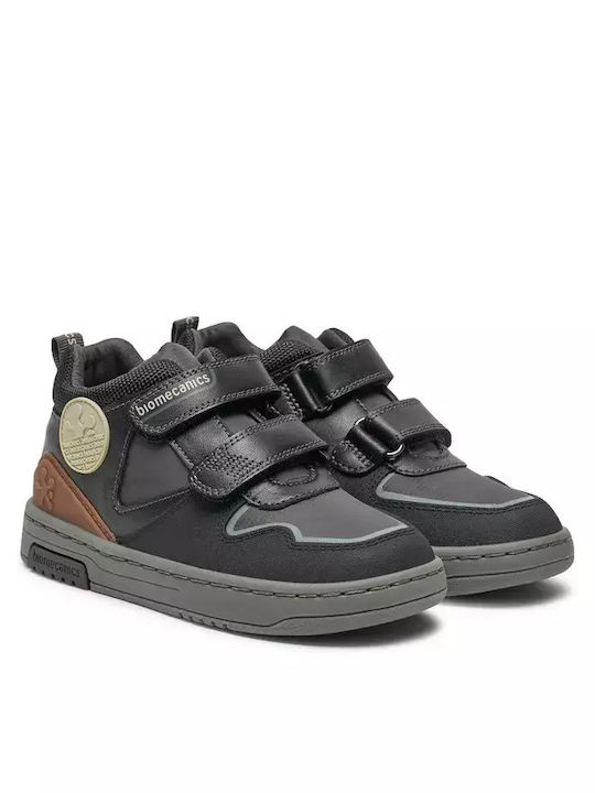 Anatomical Leather Kids Boots with Velcro Black