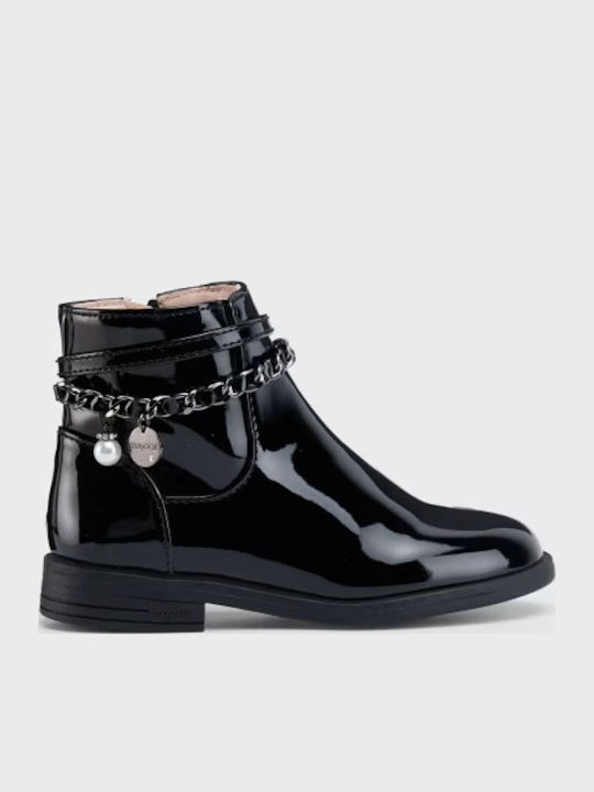 Kids Boots from Patent Leather with Zipper Black