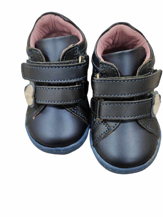 Lederne Kinderstiefeletten mit Klettverschluss Blau