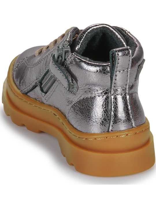 BRUTUS Kids Boots from Patent Leather with Zipper Gray