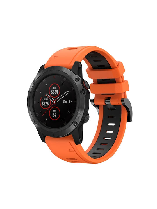 Garmin Fenix 5 Plus 22mm Δίχρωμο Αθλητικό Λουράκι Σιλικόνης Ρολόι Πορτοκαλί+μαύρο Garmin Fenix 5 Plus 22mm Δίχρωμο Αθλητικό Λουράκι Σιλικόνης Ρολόι Πορτοκαλί+μαύρο