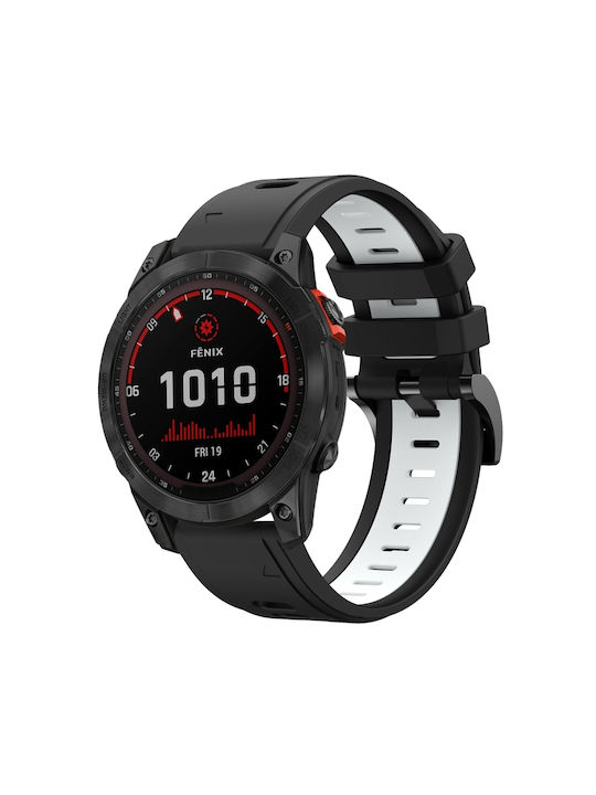 Garmin Fenix 7 Solar 22mm Δίχρωμο Αθλητικό Μπρασελέ Σιλικόνης Μαύρο+λευκό Garmin Fenix 7 Solar 22mm Δίχρωμο Αθλητικό Μπρασελέ Σιλικόνης Μαύρο+λευκό