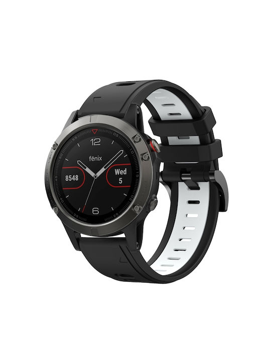 Garmin Fenix 5 22mm Δίχρωμο Αθλητικό Μπρασελέ Σιλικόνης Μαύρο+λευκό Garmin Fenix 5 22mm Δίχρωμο Αθλητικό Μπρασελέ Σιλικόνης Μαύρο+λευκό