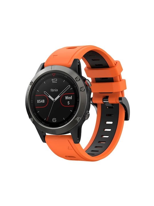 Garmin Fenix 5 22mm Δίχρωμο Αθλητικό Λουράκι Ρολογιού Σιλικόνης Πορτοκαλί+μαύρο Garmin Fenix 5 22mm Δίχρωμο Αθλητικό Λουράκι Ρολογιού Σιλικόνης Πορτοκαλί+μαύρο