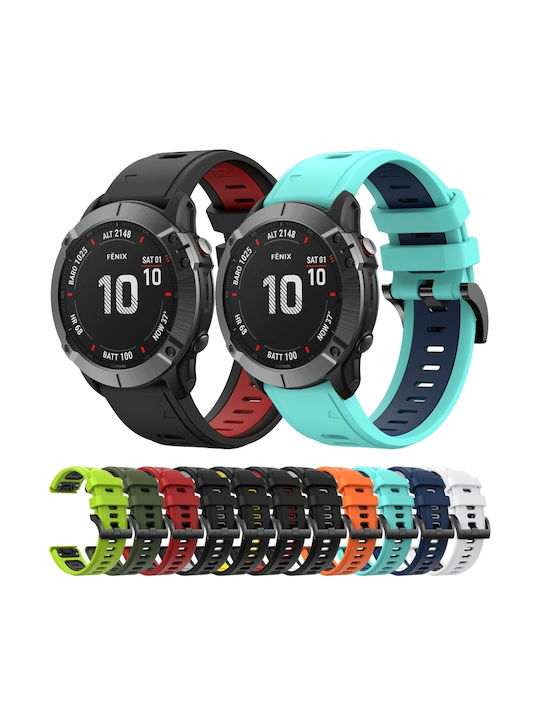 Garmin Fenix 6 Gps 22mm Two-Tone Sports Silicone Watch Strap Black+White