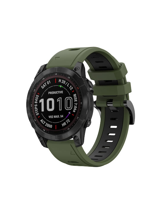 Garmin Fenix 7 Sapphire Solar 22mm Δίχρωμο Αθλητικό Μπρασελέ Σιλικόνης Πράσινο Στρατού + Μαύρο Garmin Fenix 7 Sapphire Solar 22mm Δίχρωμο Αθλητικό Μπρασελέ Σιλικόνης Πράσινο Στρατού + Μαύρο