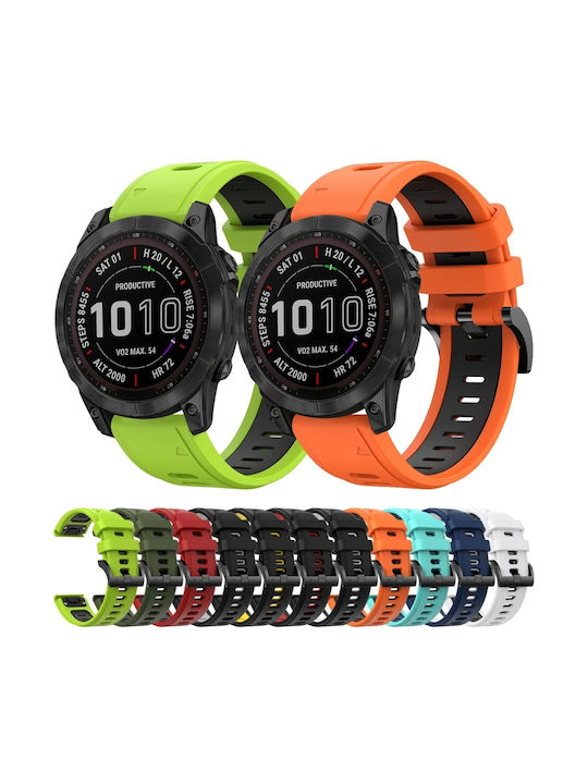 Garmin Fenix 7 Sapphire Solar 22mm Two-Tone Sports Silicone Bracelet Army Green + Black