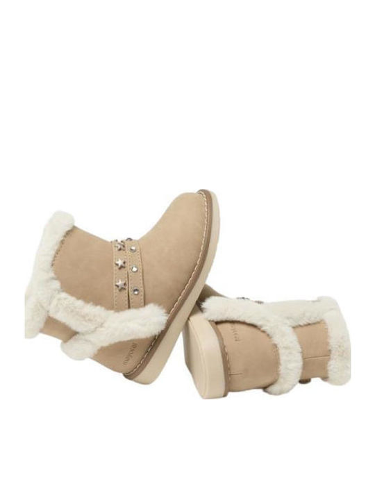 Suede Kinderstiefeletten mit Reißverschluss Beige