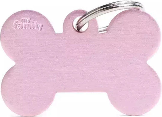 My Family Basis Hund-Identifikationsmarke Knochen Rosa Metall Personalisierung