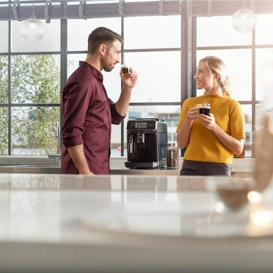 Philips Αυτόματη Μηχανή Espresso 1500W Πίεσης 15bar για Cappuccino με Μύλο Άλεσης Μαύρη EP2225/10