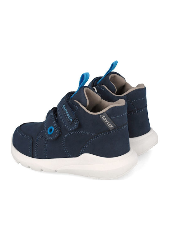 Anatomical Suede Kids Boots with Velcro Blue