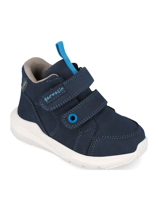 Anatomical Suede Kids Boots with Velcro Blue
