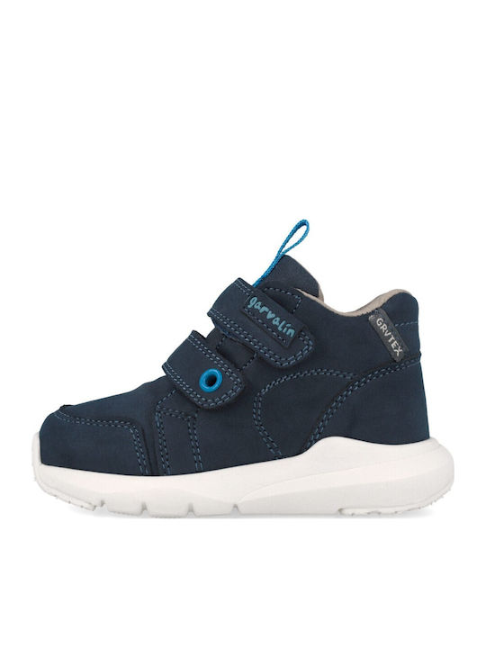 Anatomical Suede Kids Boots with Velcro Blue
