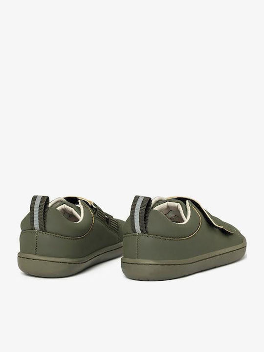 Kids Sneakers Barefoot with Hoop & Loop Closure Khaki