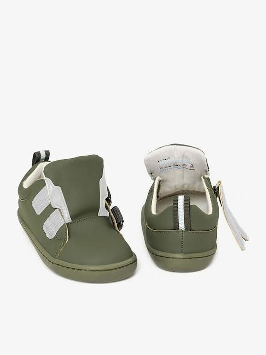Kids Sneakers Barefoot with Hoop & Loop Closure Khaki