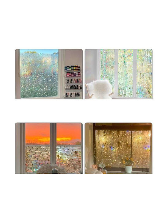 Folie de geam decorativă statică pentru intimitate și protecție solară tip vitraliu 90 x 200cm