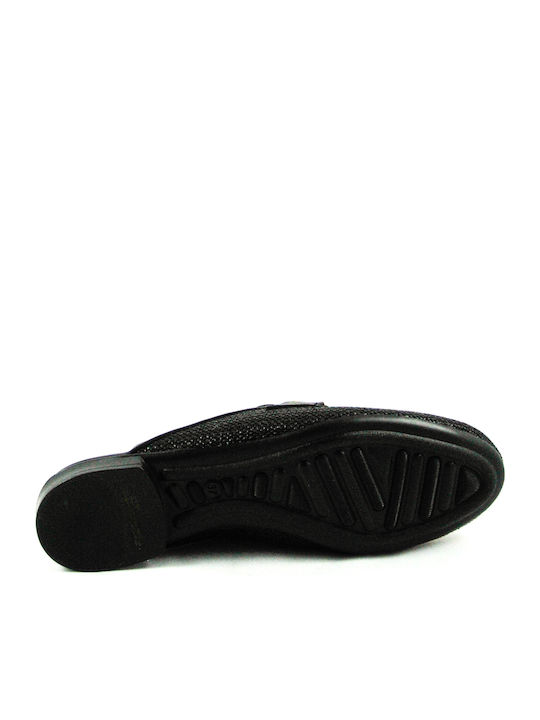 Flat Leather Mules in Black Color