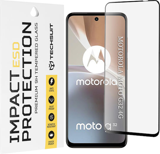 Techsuit Задна корица Закалено стъкло Черен (Moto G32)
